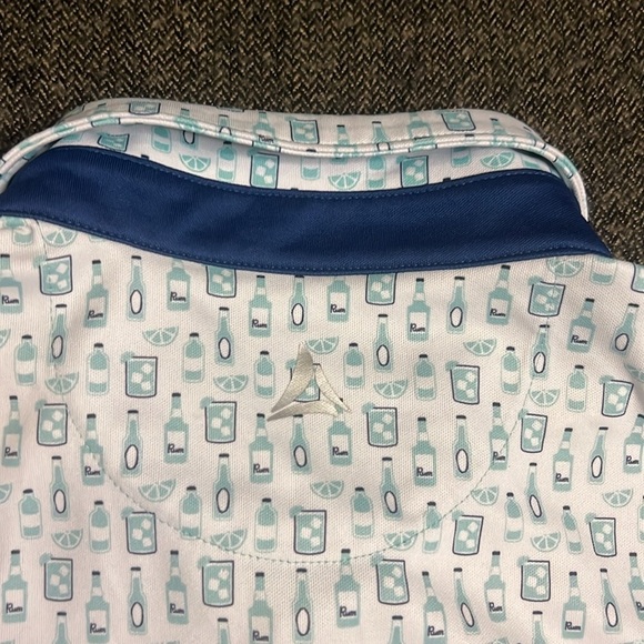 Bermuda Sands Fun Cocktails & Beer Bottle Print Golf Polo Shirt Men’s sz XL - Picture 11 of 12